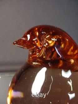 Scarce Signed Seguso Glass Vintage Penguin Peach Paperweight Murano Eames Era