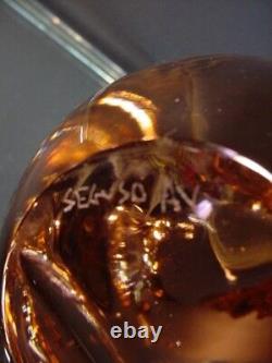 Scarce Signed Seguso Glass Vintage Penguin Peach Paperweight Murano Eames Era