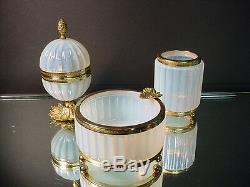 Scarce Vintage Fratelli Toso 3 pc Opalescent Smoke Set withOrmolu Murano Eames Era