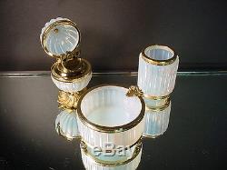 Scarce Vintage Fratelli Toso 3 pc Opalescent Smoke Set withOrmolu Murano Eames Era