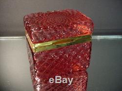 Scarce Vintage Mandruzzato Cranberry Veined Trinket Casket Box Murano Eames Era