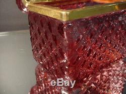 Scarce Vintage Mandruzzato Cranberry Veined Trinket Casket Box Murano Eames Era