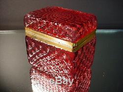 Scarce Vintage Mandruzzato Cranberry Veined Trinket Casket Box Murano Eames Era