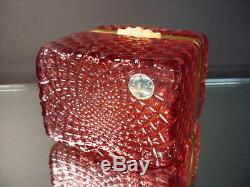 Scarce Vintage Mandruzzato Cranberry Veined Trinket Casket Box Murano Eames Era