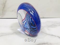 Seguso AV Oggetti Arte Vetro Murano Italy Art Glass Orb Sculpture Blue Swirl