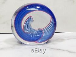 Seguso AV Oggetti Arte Vetro Murano Italy Art Glass Orb Sculpture Blue Swirl