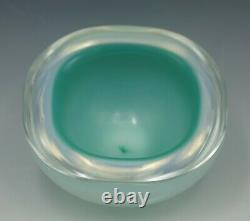 Seguso Murano Glass Opaline Cased Glass Geode Bowl Turquoise And Blue