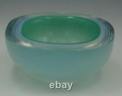 Seguso Murano Glass Opaline Cased Glass Geode Bowl Turquoise And Blue