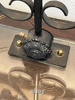 Seguso Murano Hand Blown Antique 40s Glass Light Wrought Iron Table Glass Base