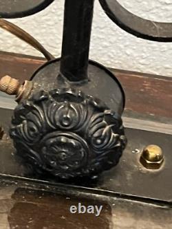 Seguso Murano Hand Blown Antique 40s Glass Light Wrought Iron Table Glass Base