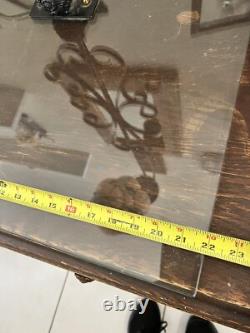 Seguso Murano Hand Blown Antique 40s Glass Light Wrought Iron Table Glass Base