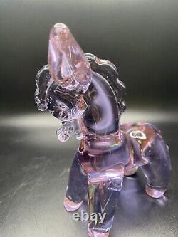Seguso Vetri D'arte Vda Murano Art Glass Donkey Violet Figure Paperweight