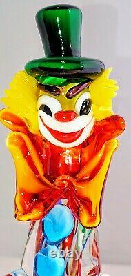 Seguso clown with double bow 1950s Murano Italy Large