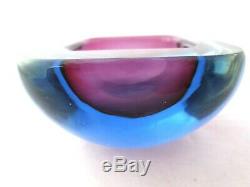 Seguso flat top square geode bowl dish Pink & Blue Sommerso murano art glass 1kg