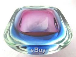 Seguso flat top square geode bowl dish Pink & Blue Sommerso murano art glass 1kg