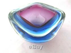 Seguso flat top square geode bowl dish Pink & Blue Sommerso murano art glass 1kg