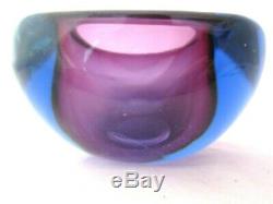 Seguso flat top square geode bowl dish Pink & Blue Sommerso murano art glass 1kg