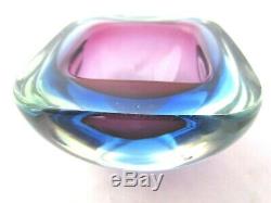 Seguso flat top square geode bowl dish Pink & Blue Sommerso murano art glass 1kg