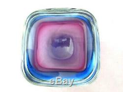 Seguso flat top square geode bowl dish Pink & Blue Sommerso murano art glass 1kg