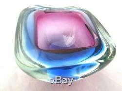 Seguso flat top square geode bowl dish Pink & Blue Sommerso murano art glass 1kg