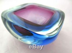 Seguso flat top square geode bowl dish Pink & Blue Sommerso murano art glass 1kg