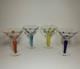 Set 4 Murano Millefiori Martini Glasses Italy Hand Blown Art Glass Color Stems