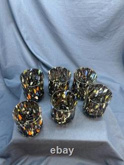 Set 6 Murano Art Glass Tumblers Hand Blown Multicolor Drinking Glasses Italy New