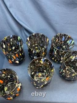 Set 6 Murano Art Glass Tumblers Hand Blown Multicolor Drinking Glasses Italy New