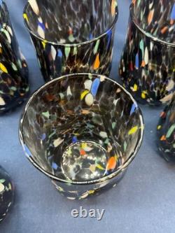 Set 6 Murano Art Glass Tumblers Hand Blown Multicolor Drinking Glasses Italy New