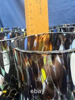 Set 6 Murano Art Glass Tumblers Hand Blown Multicolor Drinking Glasses Italy New