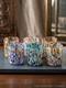 Set 6 Murano Art Glass Tumblers Water Glasses Multicolor Italian Hand Blown Cup