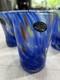 Set Of 6 Murano Italy Blue Swirl Hand Blown 13 Oz drinking Glasses New