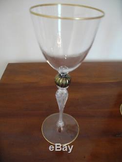 Set of 24 Venetian Murano Black/Gold bulb, Water WIne Champagne 8 each NICE