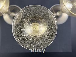 Set of 3 Venetian Murano Italy Hand Blown Gold Flake 8 3/4 Wine Goblet Glasses