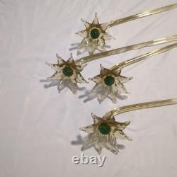 Set of 4 Hand-blown Murano Glass Chandelier Flower Rods