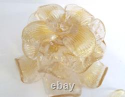 Set of 4 Vintage Murano Italy Hand Blown Glass Flower Bowls Gold Decorated