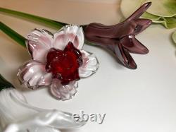 Set of 6 19 Long Stem Multi-Color Glass Flower Murano Hand Blown Glass #30
