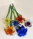 Set of 6 19 Long Stem Multi-Color Glass Flower Murano Hand Blown Glass #C3