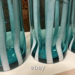 Set of 6 Alessandro Coppola Murano Glass Tumblers Green Swirl Indents Italy NEW