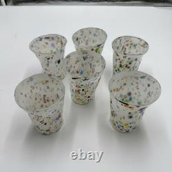 Set of 6 Hand-Blown Murano Glass Tumblers Multicolor With Certificate
