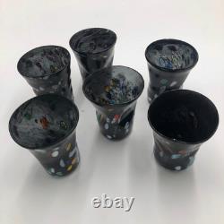 Set of 6 Hand-Blown Murano Glass Tumblers Multicolor With Certificate
