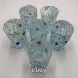 Set of 6 Hand-Blown Murano Glass Tumblers Multicolor With Certificate
