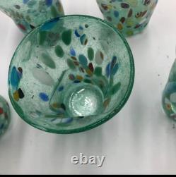 Set of 6 Hand-Blown Murano Glass Tumblers Multicolor With Certificate Set of 6 Hand-Blown Murano Glass Tumblers Multicolor With Certificate