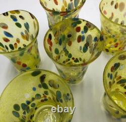Set of 6 Hand-Blown Murano Glass Tumblers Multicolor With Certificate