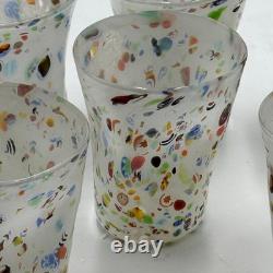Set of 6 Hand-Blown Murano Glass Tumblers Multicolor With Certificate