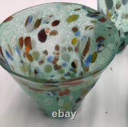 Set of 6 Hand-Blown Murano Glass Tumblers Multicolor With Certificate