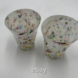 Set of 6 Hand-Blown Murano Glass Tumblers Multicolor With Certificate