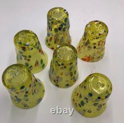 Set of 6 Hand-Blown Murano Glass Tumblers Multicolor With Certificate