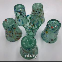 Set of 6 Hand-Blown Murano Glass Tumblers Multicolor With Certificate
