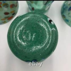 Set of 6 Hand-Blown Murano Glass Tumblers Multicolor With Certificate